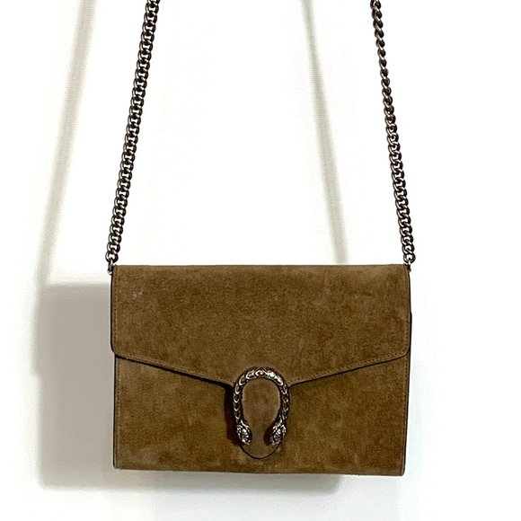 Gucci Brown Suede Dionysus Clutch Wallet On Chain - Picture 13 of 16